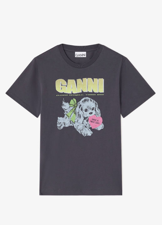 Camiseta Ganni negra cachorro Camiseta Ganni negra cachorro